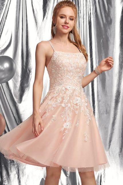 Robe De Bal Tulle Pêche Décorée - gallery 2