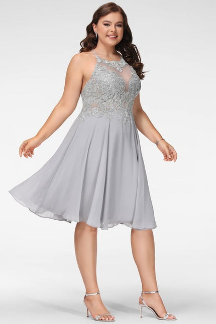 Robe De Bal Grise Dentelée - gallery 8