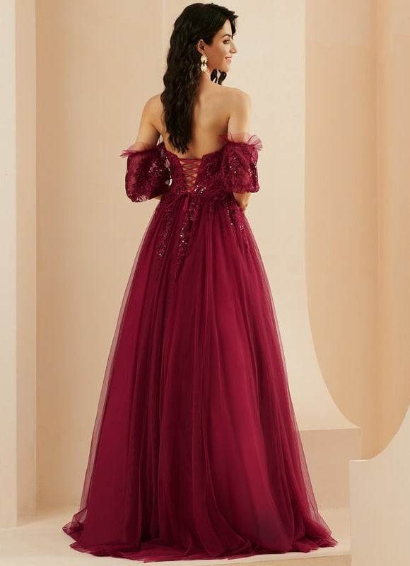 Robe De Bal Bordeaux Éthérée - gallery 5