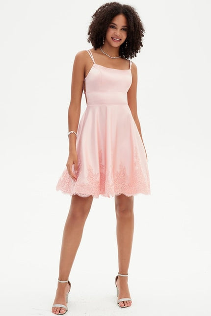 Robe De Bal De Bal En Satin Rose - gallery 2