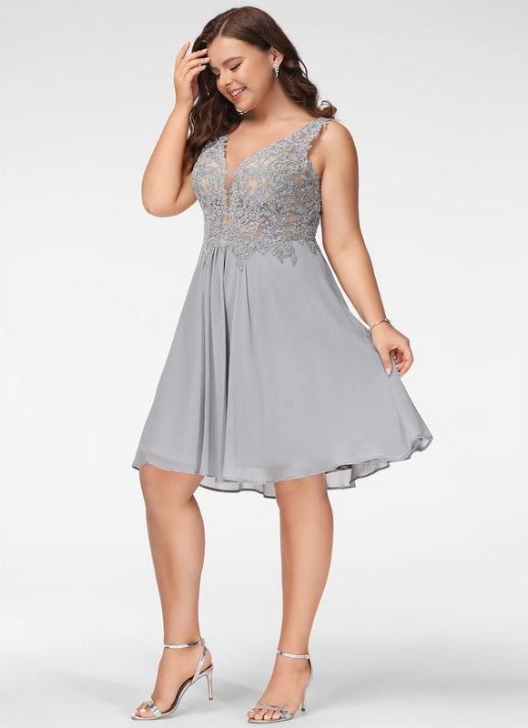 Robe De Bal Courte Argentée - gallery 7
