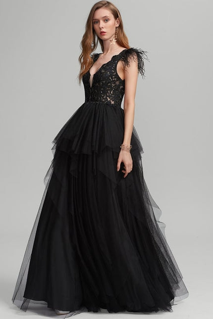 Robe De Bal Tulle Plumes - gallery 1