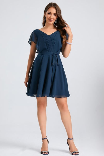 Robe De Bal Col V Marine - gallery 3