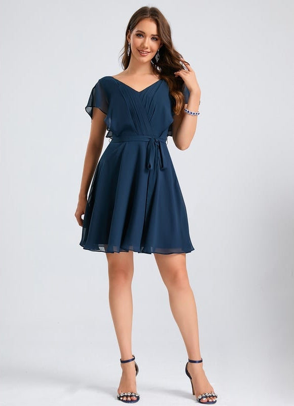 Robe De Bal Col V Marine - gallery 3