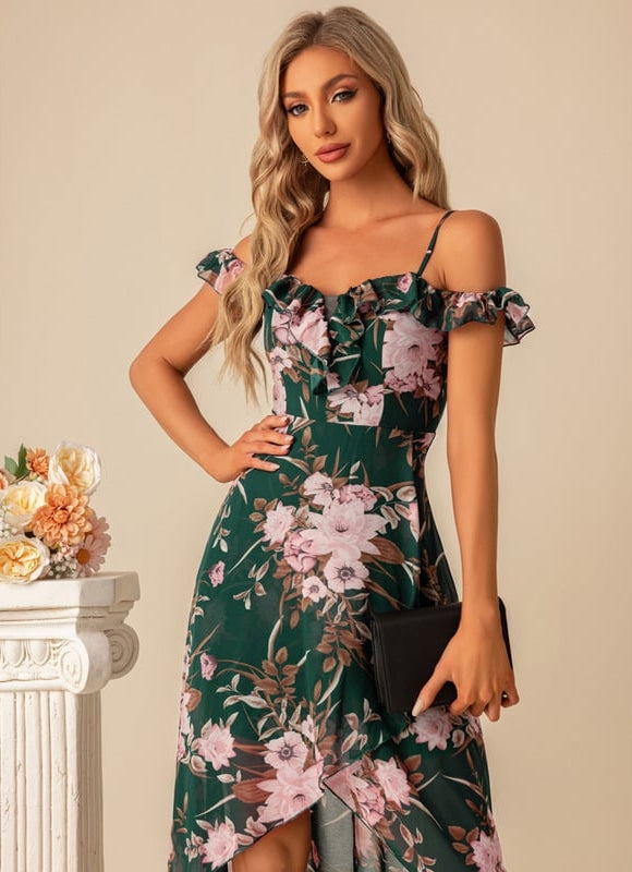 Robe De Bal Florale Asymétrique - gallery 6