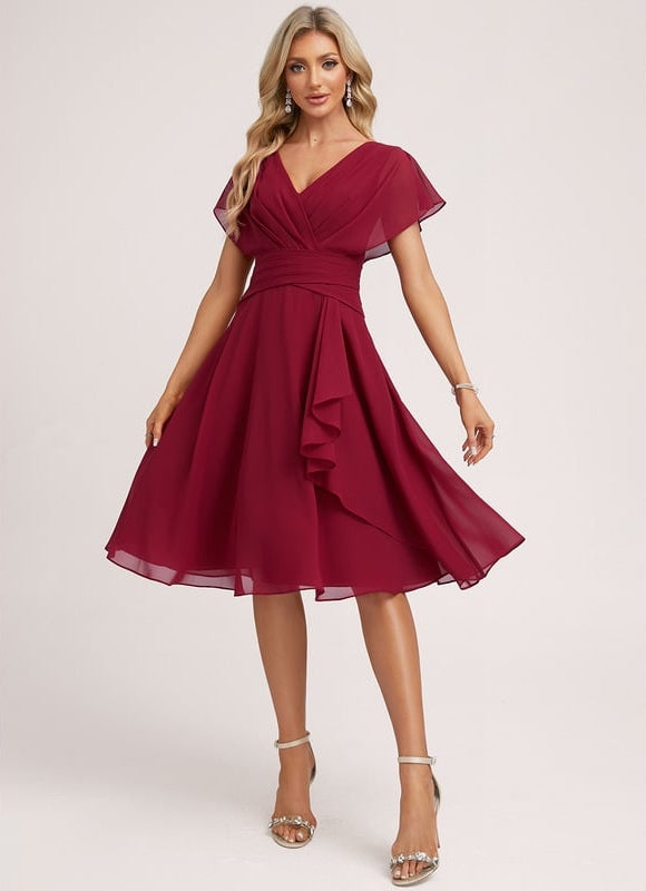 Robe De Bal Mousseline Bordeaux
