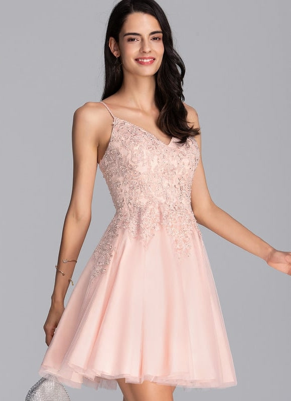 Robe De Bal Courte Perlée - gallery 4