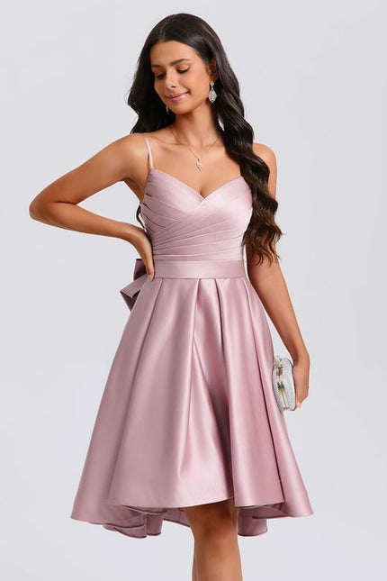 Robe De Bal Satin Rose Élégant - gallery 8