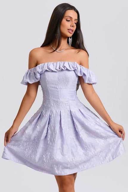 Robe De Bal Lilas Texturée - gallery 1