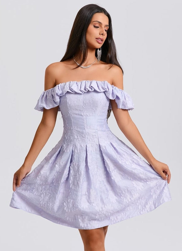 Robe De Bal Lilas Texturée - gallery 1
