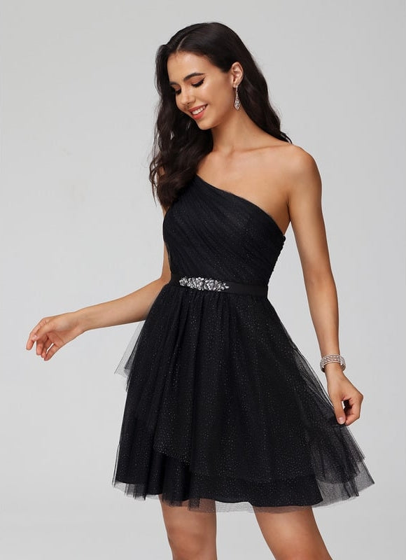 Robe De Bal Tulle Courte Noir - gallery 6