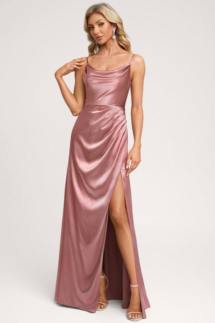 Robe De Bal Satin Rose Poudré - gallery 4