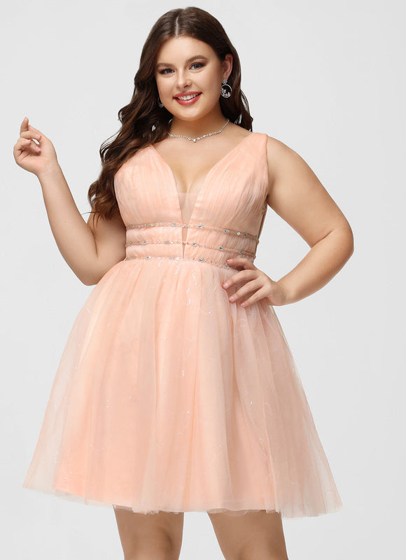 Robe De Bal Courte Perlée - gallery 7