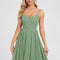 Robe De Bal Courte En Mousseline Vert Olive