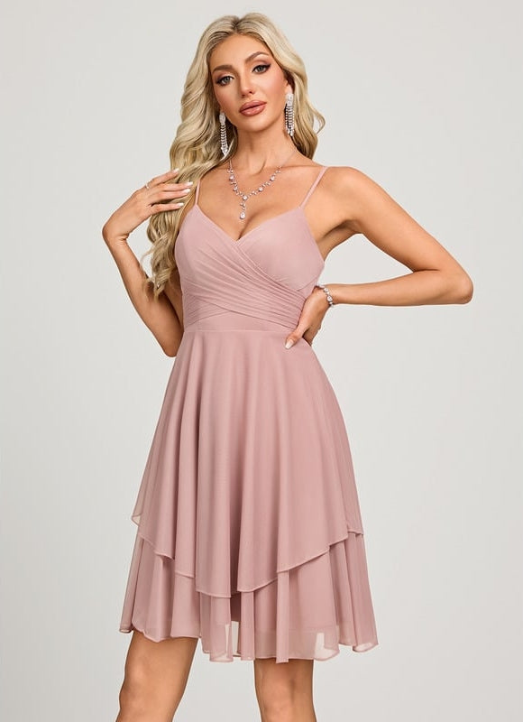 Robe De Bal Courte Rose Poudrée - gallery 3