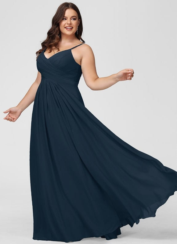 Robe De Bal Longue Fluide Bleu - gallery 7