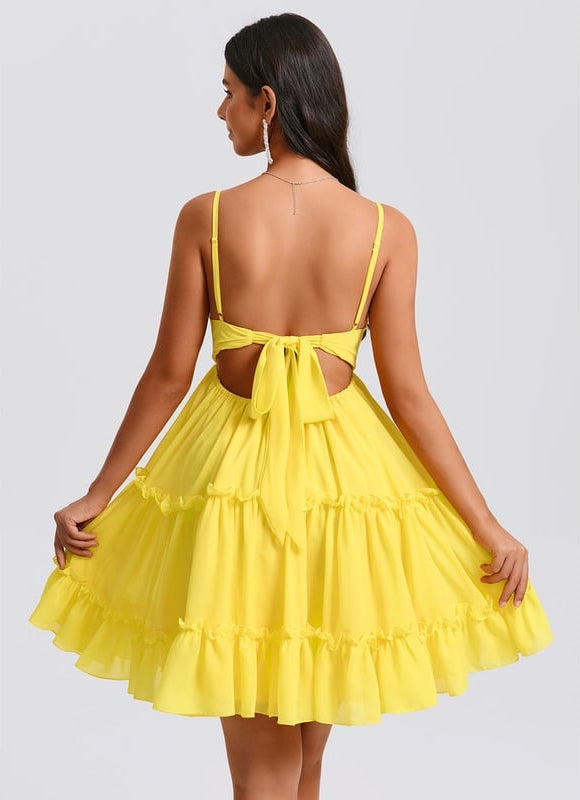 Robe De Bal Jaune Volants - gallery 6