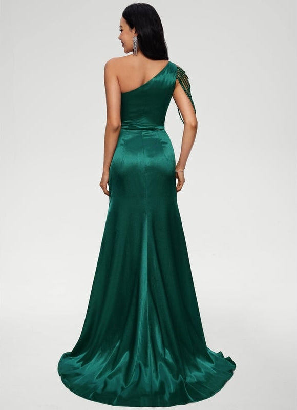 Robe De Bal Drapée Émeraude - gallery 1