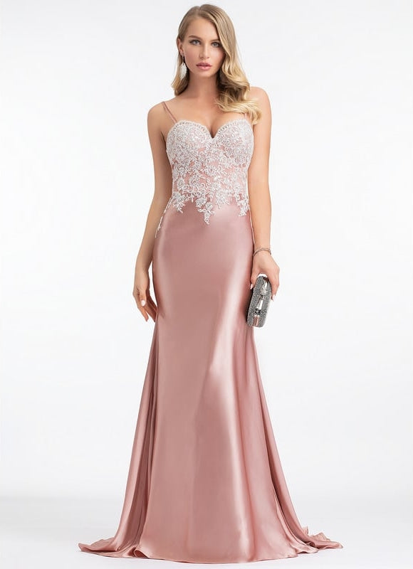 Robe De Bal Satinée Rose Perlée - gallery 1