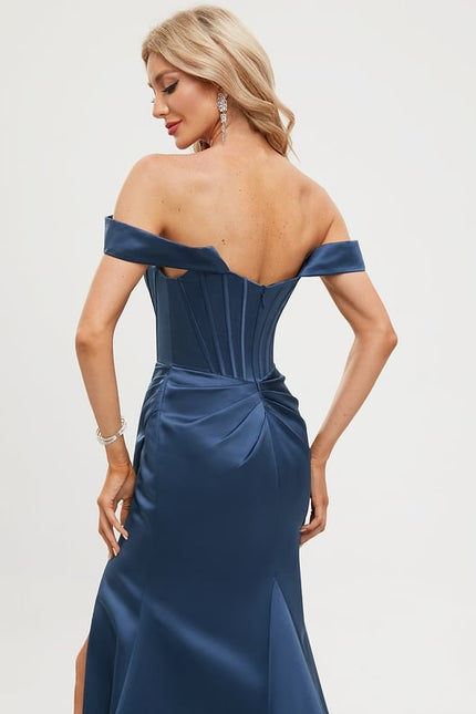 Robe De Bal Satinée Carmin - gallery 1