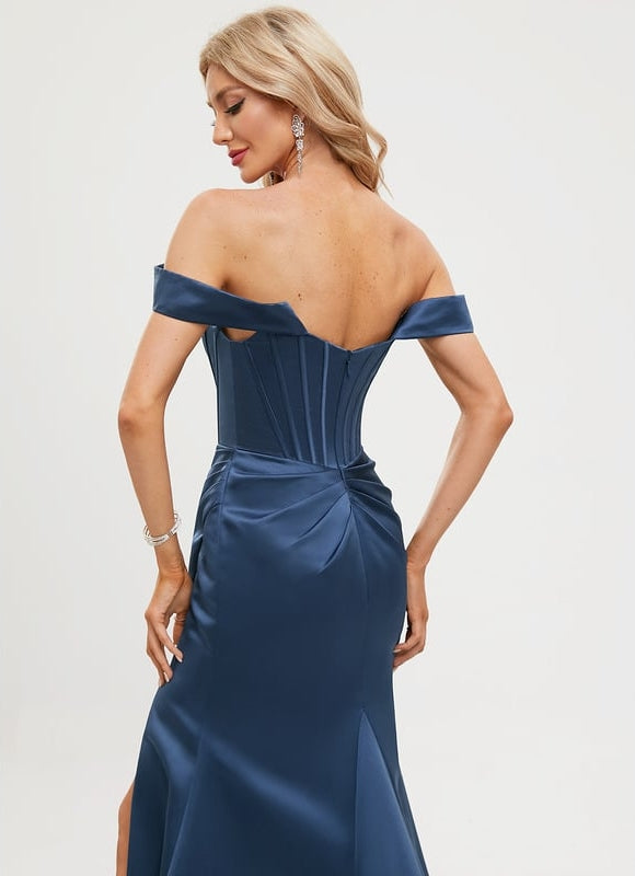 Robe De Bal Satinée Carmin - gallery 1