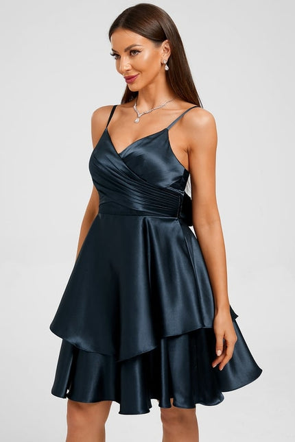 Robe De Bal Satin Bleu Vif - gallery 1