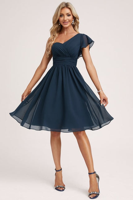 Robe De Bal Asymétrique Marine - gallery 2