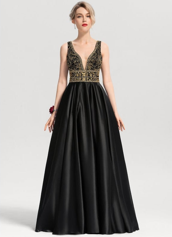 Robe De Bal Satinée Verte - gallery 1