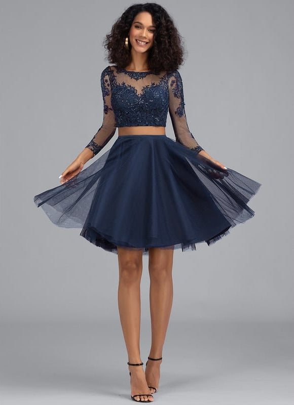 Robe De Bal Tulle Marine Élégant - gallery 1
