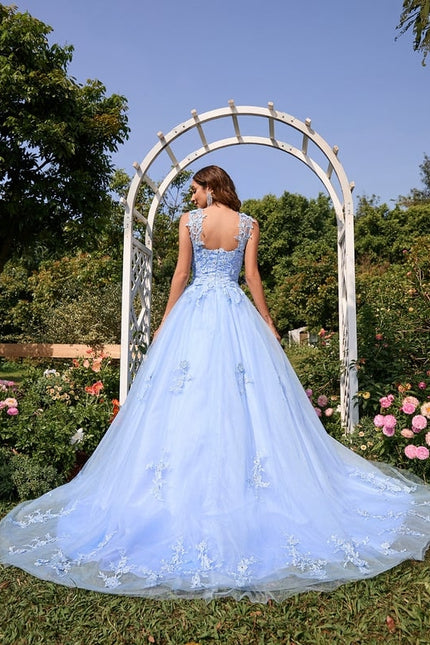 Robe De Bal Tulle Bleu Ciel - gallery 1