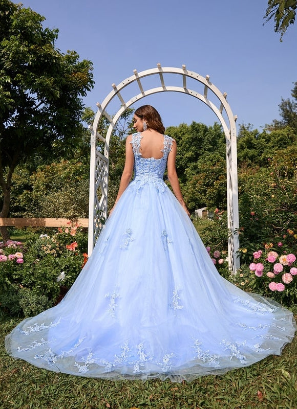 Robe De Bal Tulle Bleu Ciel - gallery 1