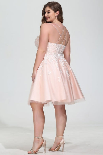 Robe De Bal Tulle Pêche Décorée - gallery 8