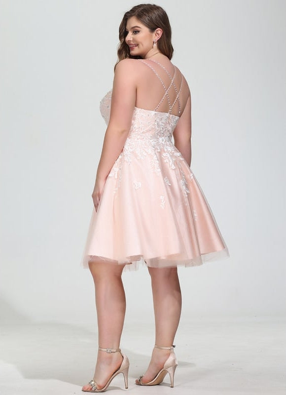 Robe De Bal Tulle Pêche Décorée - gallery 8