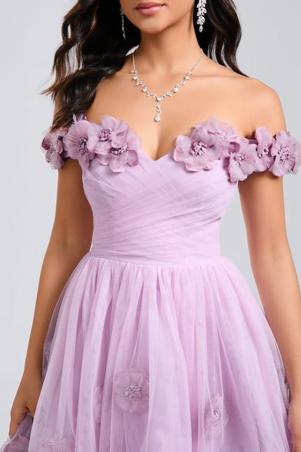 Robe De Bal Tulle Lilas Fleuri - gallery 4