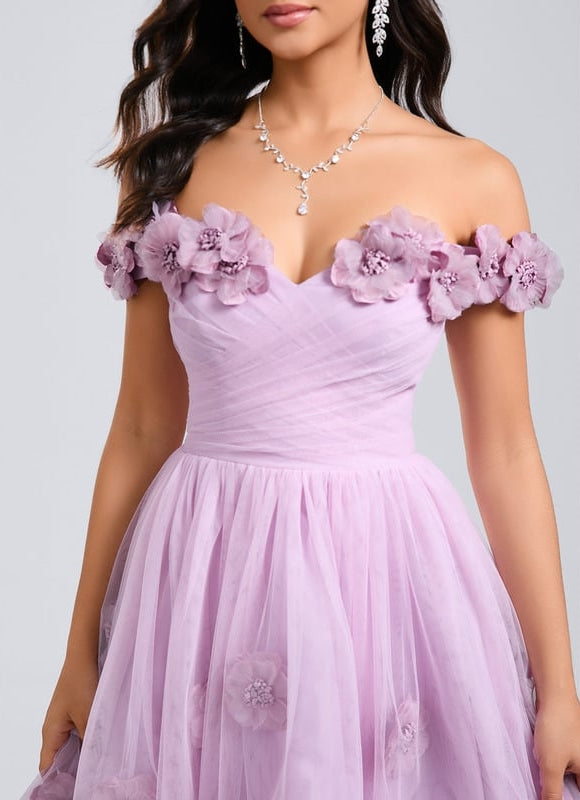 Robe De Bal Tulle Lilas Fleuri - gallery 4