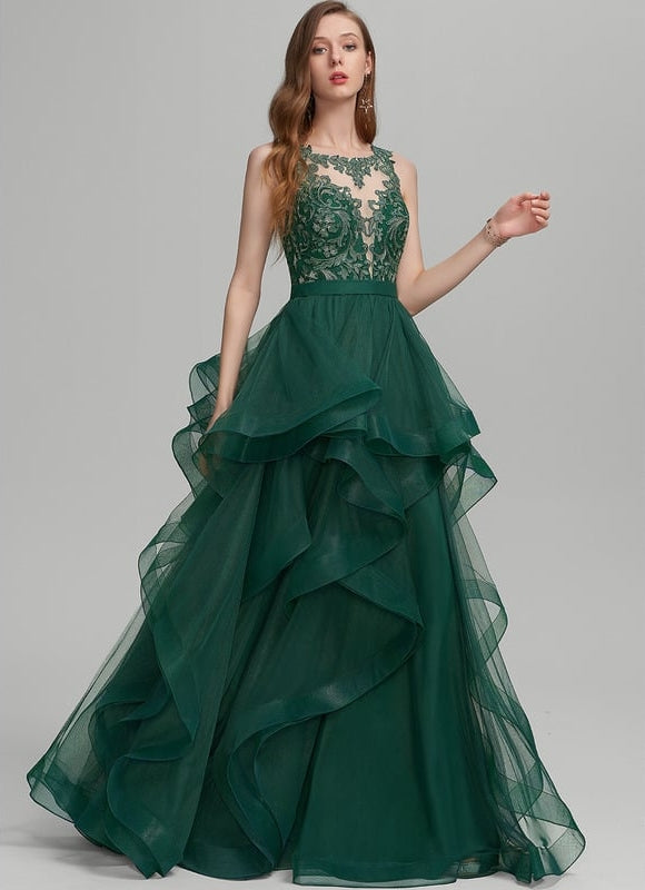 Robe De Bal Émeraude Volante