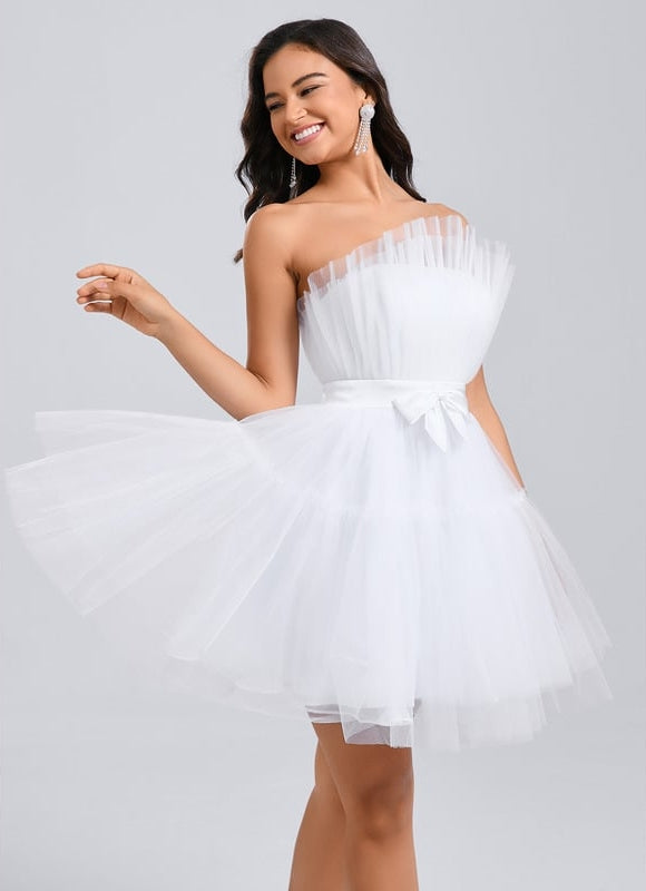 Robe De Bal Nuageuse Blanche - gallery 4