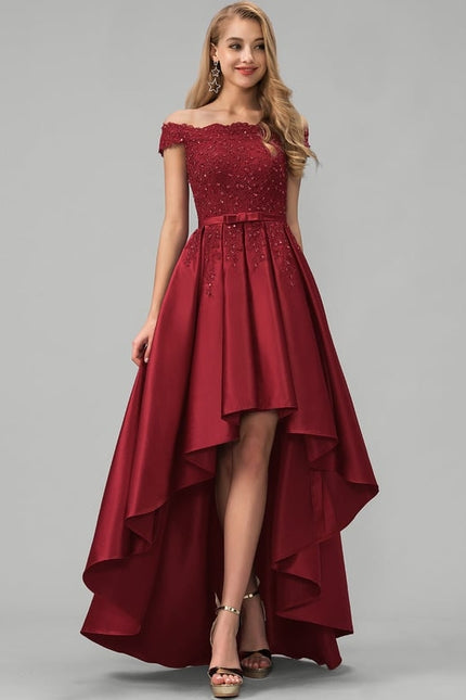 Robe De Bal Satinée Bourgogne - gallery 1