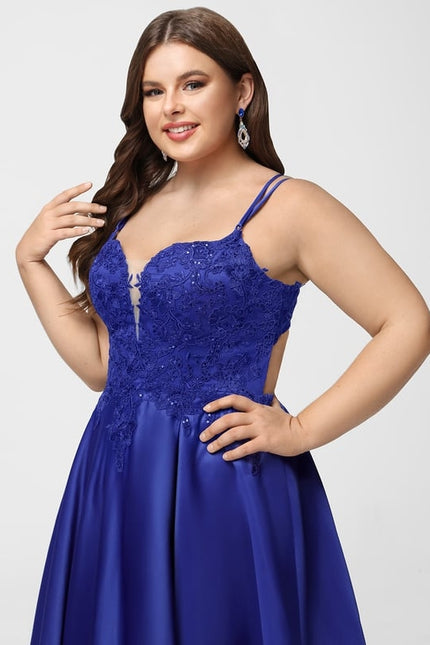 Robe De Bal Satin Bleu Élégant - gallery 7