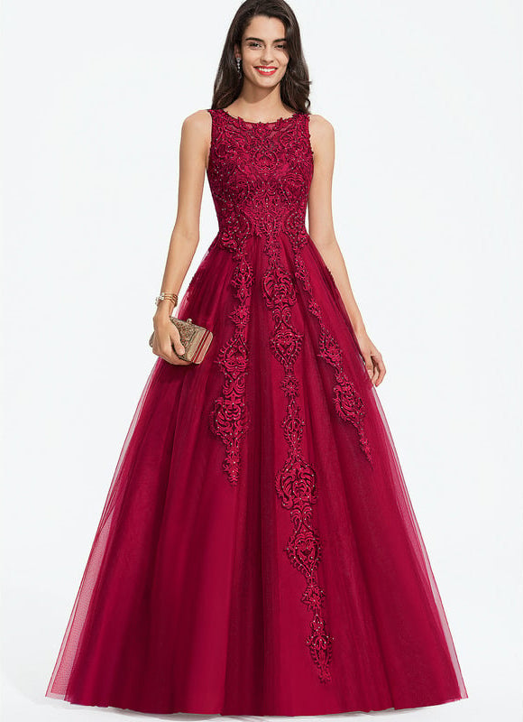 Robe De Bal Bordeaux Élégante