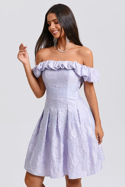 Robe De Bal Lilas Texturée - gallery 5