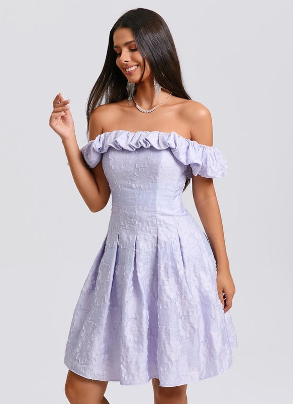 Robe De Bal Lilas Texturée - gallery 5