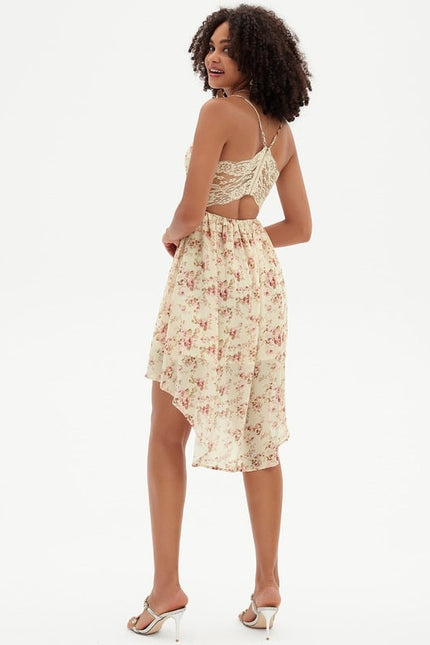 Robe De Bal Asymétrique Florale - gallery 2
