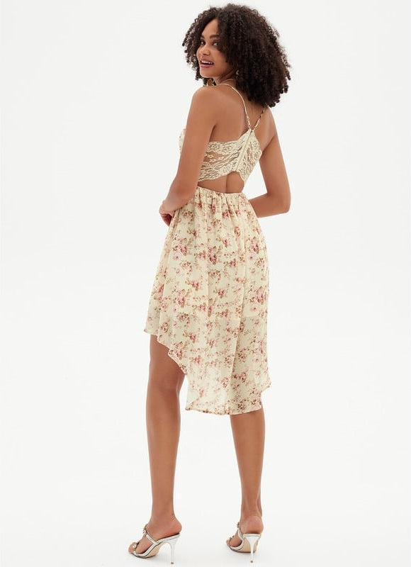 Robe De Bal Asymétrique Florale - gallery 2
