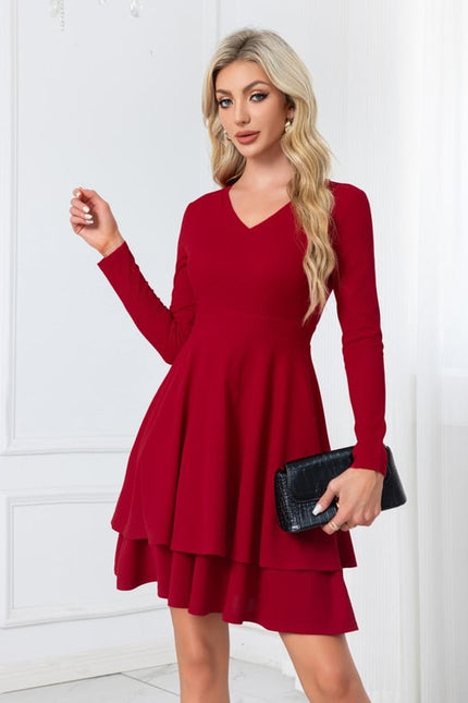 Robe De Bal Rouge À Manches Longues