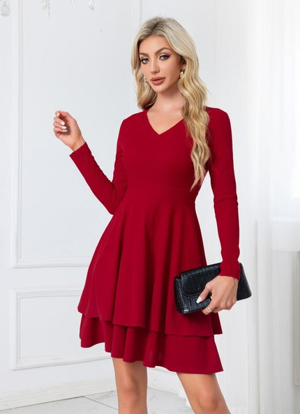 Robe De Bal Rouge À Manches Longues