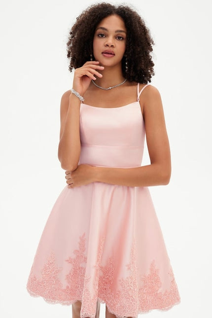 Robe De Bal De Bal En Satin Rose - gallery 1