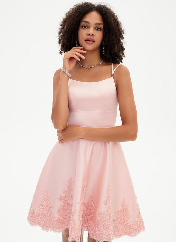 Robe De Bal De Bal En Satin Rose - gallery 1