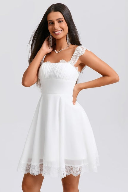 Robe De Bal Courte En Dentelle - gallery 4