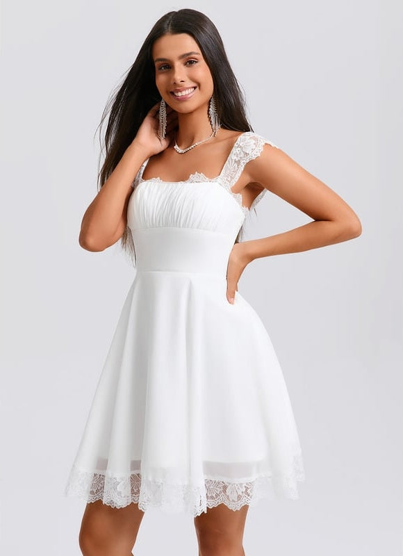 Robe De Bal Courte En Dentelle - gallery 4